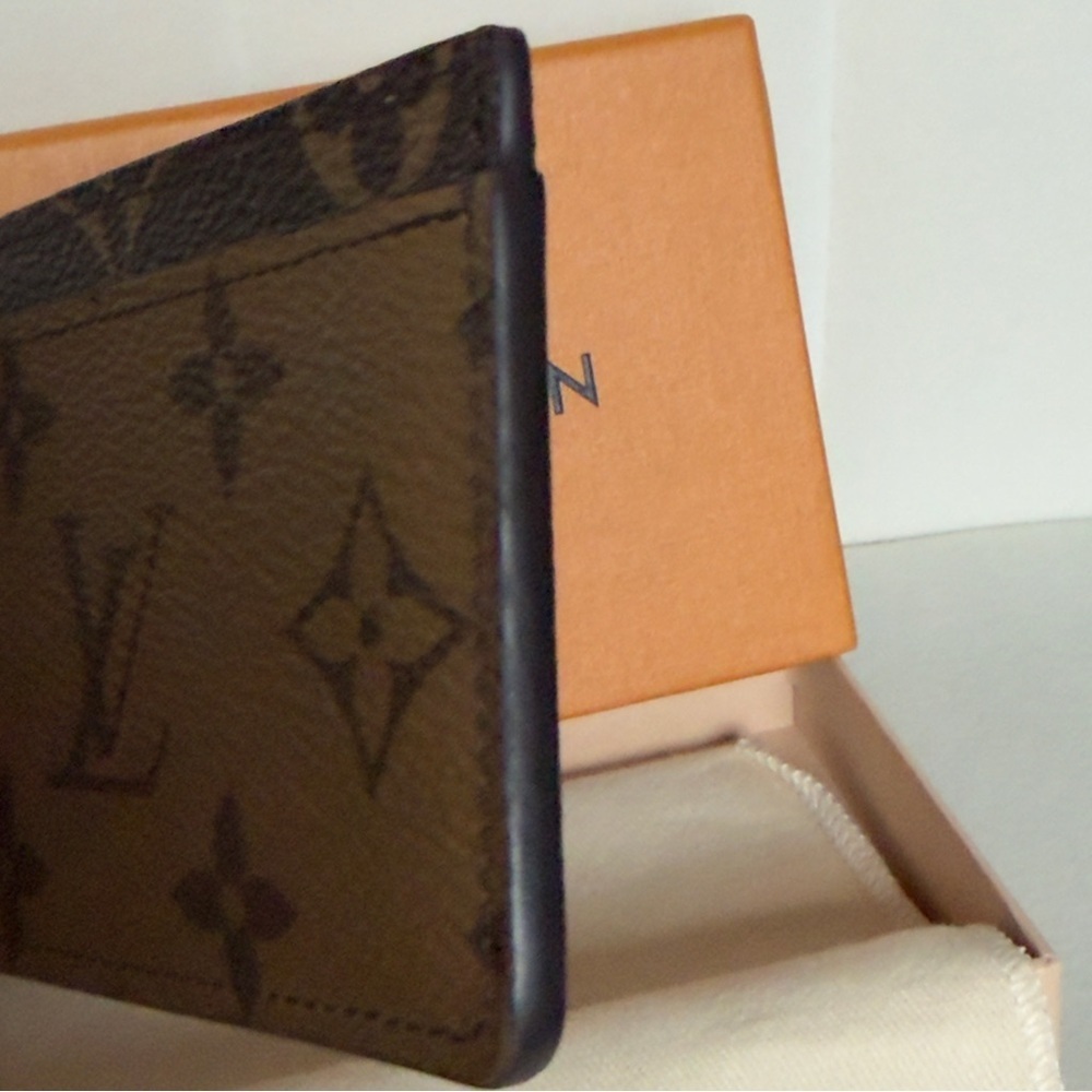 Louis Vuitton Logo Monogram Reverse Print Card Wallet Holder RFID CHIP Plus COA - Picture 7 of 9